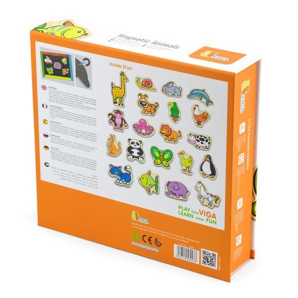 Набір магнітів Viga Toys Звірята 20 шт. (58923) 58923 фото