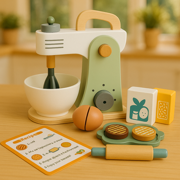 Ігровий набір деревяний міксер з набором продуктів Tooky Toy TJ290 фото