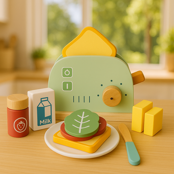 Ігровий набір деревяний тостер з набором для сніданку Tooky Toy TJ272 фото