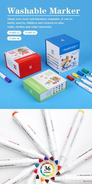 Миючі маркери Mobee 12 кольорів P605/12 фото