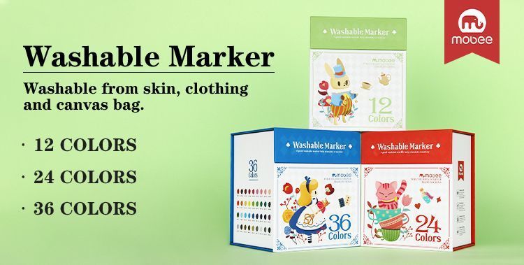 Миючі маркери Mobee 12 кольорів P605/12 фото
