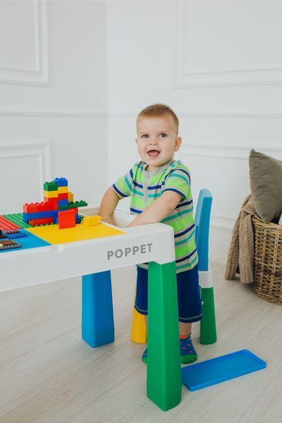 Дитячий багатофункціональний столик POPPET "Колор Блу 5 в 1" та стілець PP-002B фото