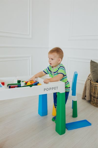 Дитячий багатофункціональний столик POPPET "Колор Блу 5 в 1" та стілець PP-002B фото