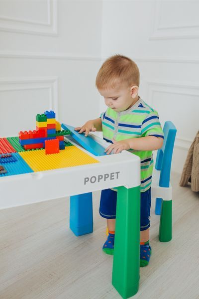 Дитячий багатофункціональний столик POPPET "Колор Блу 5 в 1" та стілець PP-002B фото