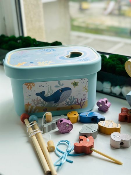 Розвиваючий набір 3в1 Балансир/Шнурівка/Рибалка Tooky Toy TJ758 фото