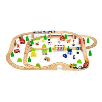 Іграшкова залізниця Viga Toys дерев'яна 90 ел. (50998) 50998 фото